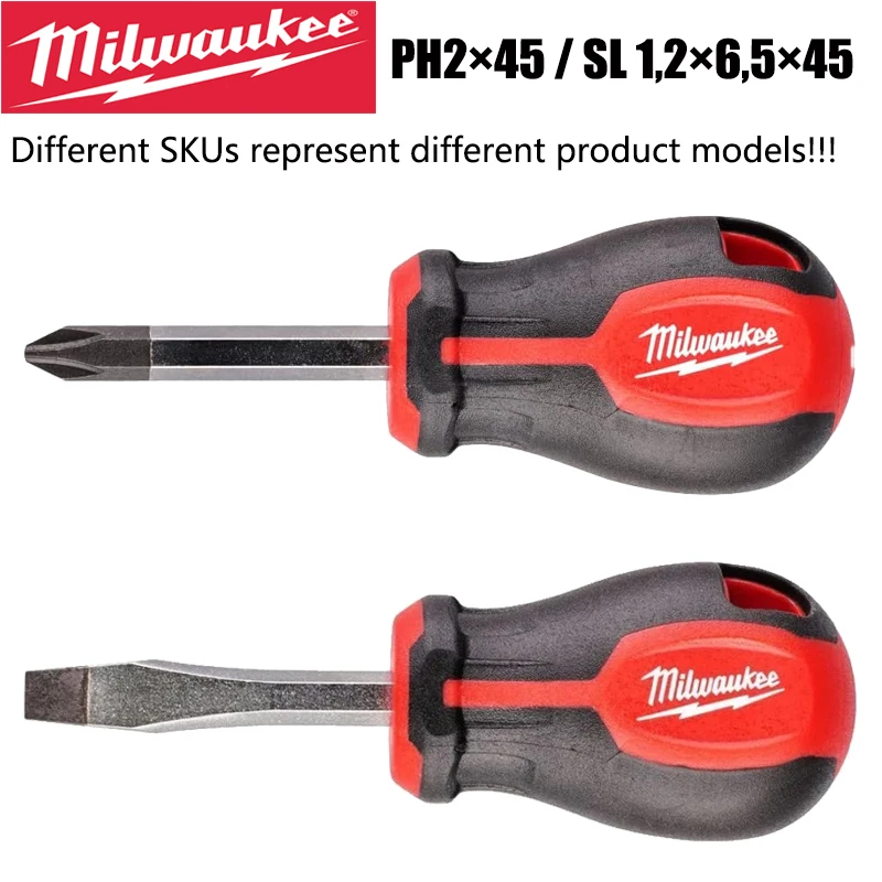 Tournevis Milwaukee PH2 × 45/à fente SL1,2 × 6,5 × 45 Mini Type Portable accessoires d’outils à main de bricolage 4932471780 4932471787