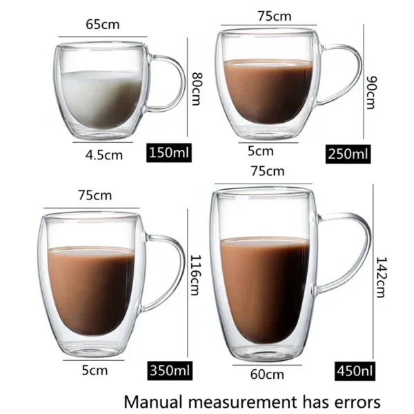 Tasse en verre à Double paroi résistante à la chaleur, 80-650Ml, bière, lait, café, eau, tasse transparente, vente en gros, service à boissons en verre, cadeau – Image 6