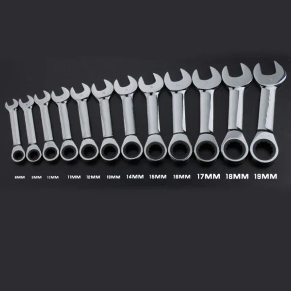 Clé à poignée courte à cliquet de 8 à 19mm, clés combinées CR-V, clé à ouverture rapide, outils de réparation automobile 1 pièce