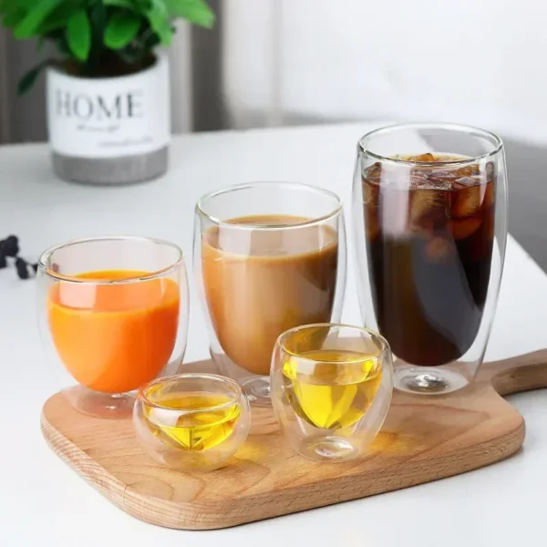 Tasse en verre à Double paroi résistante à la chaleur, 80-650Ml, bière, lait, café, eau, tasse transparente, vente en gros, service à boissons en verre, cadeau – Image 3