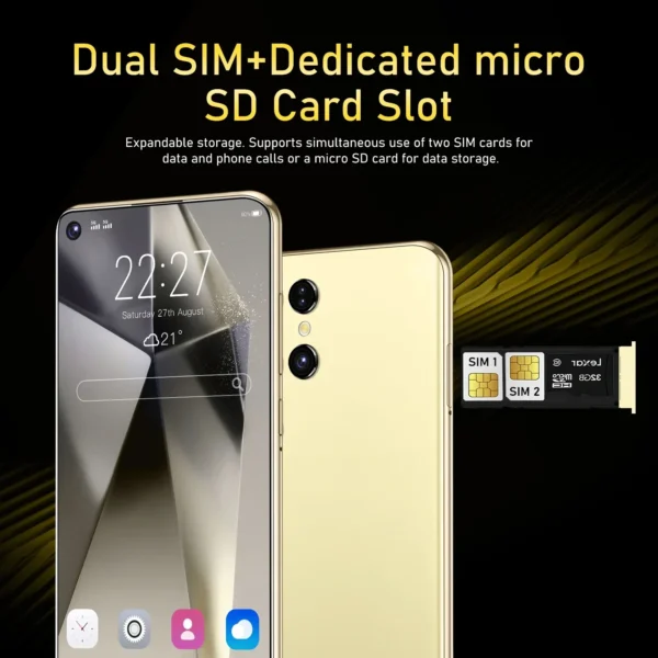 Nouveau smartphone S25 5G 7.3 pouces haute définition Android14 Snapdragon 8gen3 10 cœurs téléphone double SIM 7800 mAh déverrouillage téléphones mobiles – Image 6