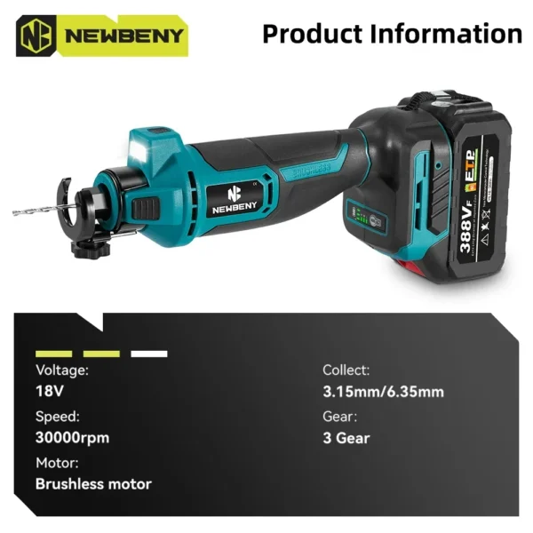 NEWBENY outil de découpe de cloisons sèches sans brosse sans fil 3 vitesses coupe efficace du bois cloisons sèches Sheetrock bois pour batterie Makita 18 V-21 V – Image 2