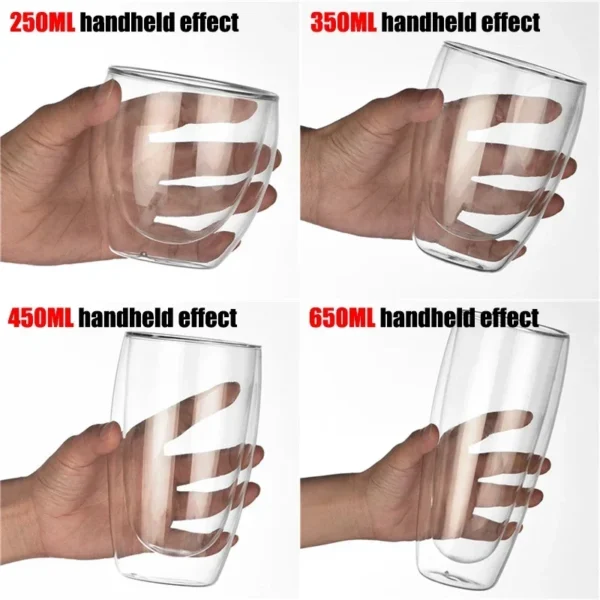 Tasse en verre à Double paroi résistante à la chaleur, 80-650Ml, bière, lait, café, eau, tasse transparente, vente en gros, service à boissons en verre, cadeau – Image 5