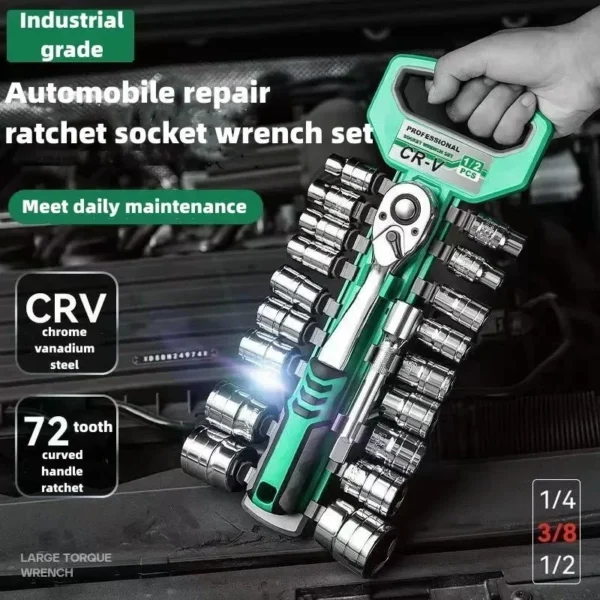 Ensemble d'outils de réparation de voiture, outils à main, clé, cliquet, 1/4, 3/8, 1/2, outils de réparation automatique – Image 2