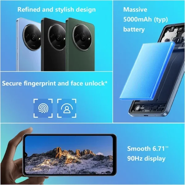 Version mondiale Xiaomi Redmi A3 Smartphone Mediatek Helio G36 6.71 pouces écran HD double caméra 5000 mah batterie 10 w Charge rapide – Image 5